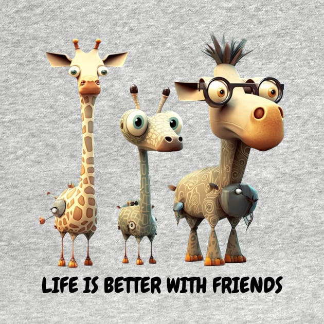 Life is Better with Friends Graphic, Cute Animal Friends Design, Giraffe Lover, Best Friends, Loving Life by Coffee Conceptions